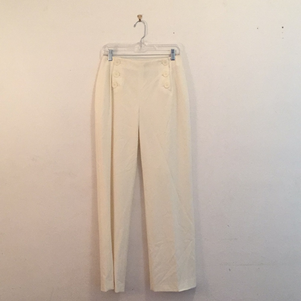 ivory sailor button straight leg trousers size 6